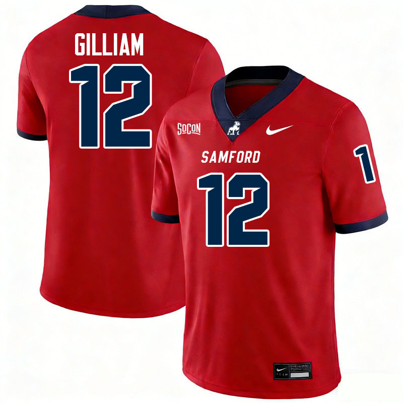 Samford Bulldogs #12 Charlie Gilliam College Football Jerseys,Uniforms-Red